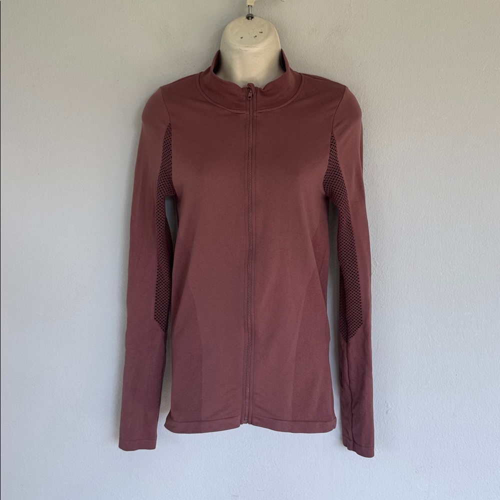 PINK Victoria’s Secret mauve seamless mesh full zip knit track jacket small - Picture 3 of 14